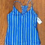 Raisin's Shore Thing Macrame-Back Tankini Swim Top White Blue Juniors M NWT Photo 2
