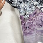 Camisa Purple Paisley Short Sleeve Blouse Womens 2X Henley Shirt Casual Stretch Photo 6