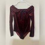 Sanctuary  brick red velvet off the shoulder long sleeve bodysuit NEW SMALL Photo 6