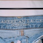 American Eagle  Light Wash Denim Distressed Mom Jean size 6 short Photo 1