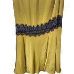 ZARA NWT Satin Lace Asymmetrical Slip Maxi Dress in Olive Green/Black Photo 9