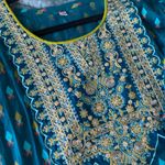 Teal Blue Embroidered & printed Anarkali Long Kurta Kurti Flare Fairy New Size XL Photo 10