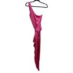 Amanda Uprichard Palmira 100% Silk One Shoulder Wrap Maxi Dress In Pink Ribbon Photo 7