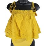 Free People Free‎ People Layered Ruffle Thong Bodysuit Golden Yellow XS Photo 2