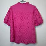 BTFBM Pink Eyelet Puff Sleeve Blouse Ruffle Collar Button Front Size Large Photo 5