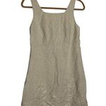 The Limited Vintage  100% Linen Beige Embroidered Sleeveless Square Neck Dress Photo 0