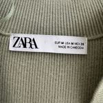 ZARA  Moss olive green short sleeve V-neck long open side sweater Photo 1