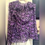 Free People NWOT  Nina Floral Sheer Blouse In Black Combo $138 MSRP Photo 4