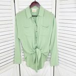 Maeve  By Anthropologie‎ Tie Front Button Down Blouse Shirt Mint Green Small Photo 8