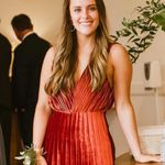 ASOS  Rust Pleated Sundress with Plunge Neckline Photo 3