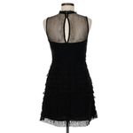Free People  Black Mesh Pleated Ruffle Tiered Mini Cocktail Party Dress Size 0 Photo 3