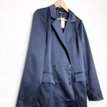 Sugar Lips Navy Blue Satin Blazer Dress Photo 3