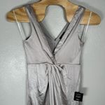 Lulus NEW  Perfect Refinement Silver Gray Satin Maxi Dress Formal Gown Size Large Photo 1