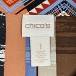Chico's Shirt Multicolor Geometric Print Blouse Tie Sleeve Top Boho Chic Size M Photo 6