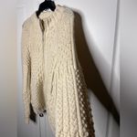 Carraig Donn Irish Wool Cableknit Aran full zip Sweater White Size M Photo 3