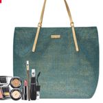 ⭐️NEW⭐️ LANCOME Denim Shimmer Tote Gold Photo 0