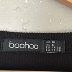 Boohoo π¦ Black Long Sleeve Fitted Crop Top Ribbed Comfy Neutral 6 Photo 1