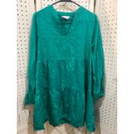 Scoop Tiered Long Sleeve V Neck Dress Teal Green Size Medium Photo 1