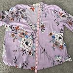 Altar'd State Altar’d State Pastel Purple Long Sleeve Floral V-Neck Blouse | Size Large Photo 8
