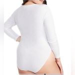 Old Navy  White Long-Sleeve Square-Neck Rib-Knit Bodysuit Size Large Photo 1
