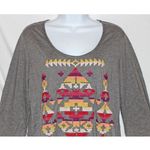 Johnny Was  Medium‎ Gray Aztec Cross Stitch Tunic Top 3/4 Slv Knit Southwestern Photo 1