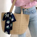 Draper James everyday straw bag with floral scarf Photo 0