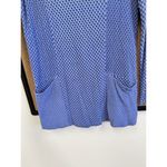 Habitat  Womens Top Blouse Blue Textured Artsy‎ Small Patchwork Pockets Photo 4