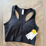 90 DEGREE by reflex vortex rib cropped sport bra 🌷 Black Photo 4