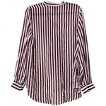 Cotton Express  womens size 1X long sleeve striped sheer maroon ivory blouse NWT Photo 1