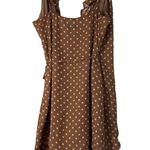 LIONESS Caliente Ruffle Wrap Dress Brown White Polka Dot NWOT Womens Large Photo 3
