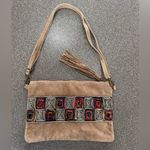 Borse In Pelle Italian Leather Purse, Adjustable Shoulder Strap, Tan Suede Photo 0