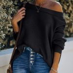 New Oversized Boatneck Black Knit Sweater Photo 0