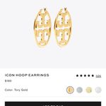 Tory Burch  18k Gold Plated Brass Cutout Logo Earrings (Authentic) Photo 3