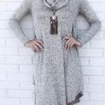 Nine Britton Cowl Neck Hacci Knit Dress Women's L Gray Long Sleeve Short Dress Photo 1