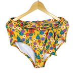 Modcloth NWT  Yellow Ultra High-Rise Poppy Floral Yellow Purple Bikini Bottom-XL Photo 0