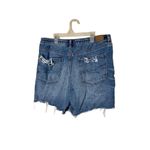 American Eagle Blue Distressed Frayed Hem Highest Rise Baggy Shorts US 16 Photo 5