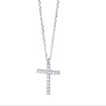 Silver Cubic Zirconia Cross Pendant Necklace for Women Photo 6