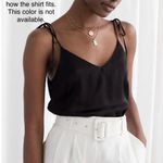 & Other Stories Shoulder Tie Strap V-Neck Camisole Tank Top Green Size 2 Photo 14