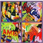 Jams World Vintage Hawaiian Tropical Print Cafe Cubano Pop Art Tie Back Dress M Photo 6