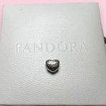 Pandora 925 Silver - Vintage Shiny Mom Love Heart Bead Slide charm Pendant Photo 2