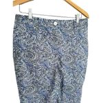 Talbots Womens Size 8  Paisley Blue Dress Capri Crop Stretch Cotton Elastic Waist Photo 1