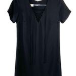 Lucy Love Black Lace Up Short Sleeve Shift Dress X-Small XS Photo 0