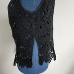 Black Cut Out Flower Crochet Top Size M Photo 4