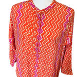 Natalie Martin  Isobel Orange Pink Zip Zag Maxi Dress Rayon 3/4 Sleeve Medium Photo 3