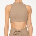 Ribbed Mock Neck Bra Size XS Light Brown NWOT Photo 1