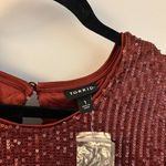 Torrid  Sequin Ruched Sleeve Top in Rust Red Size 1X NWT Photo 4