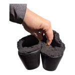 Vtg Y2K Art Effects Black Leather Floral Embroidered Faux Shearling Lined Clog 9 Photo 2