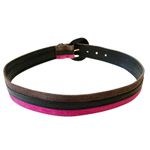 Jaeger Vintage  Mod Striped Pink Brown Suede Black Leather Wide Belt - Size 30" Photo 3
