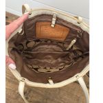 Coach Signature Brown Beige Canvas Leather Trimmed Tote Handbag Purse Photo 3