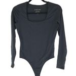 Everlane  Womens The Long-Sleeve Supima Square-Neck Bodysuit Thong Black S Photo 3